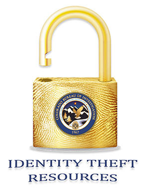 ID Theft Resources logo - a golden padlock with the CBI seal